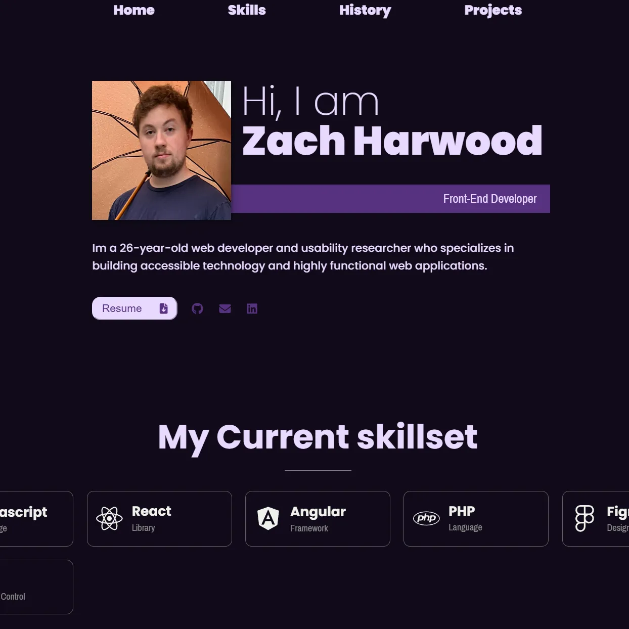 Cropped image of this portfolio site